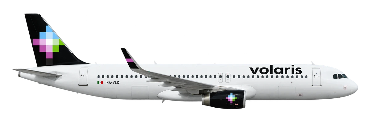 Airbus A320 in Volaris livery, side profile