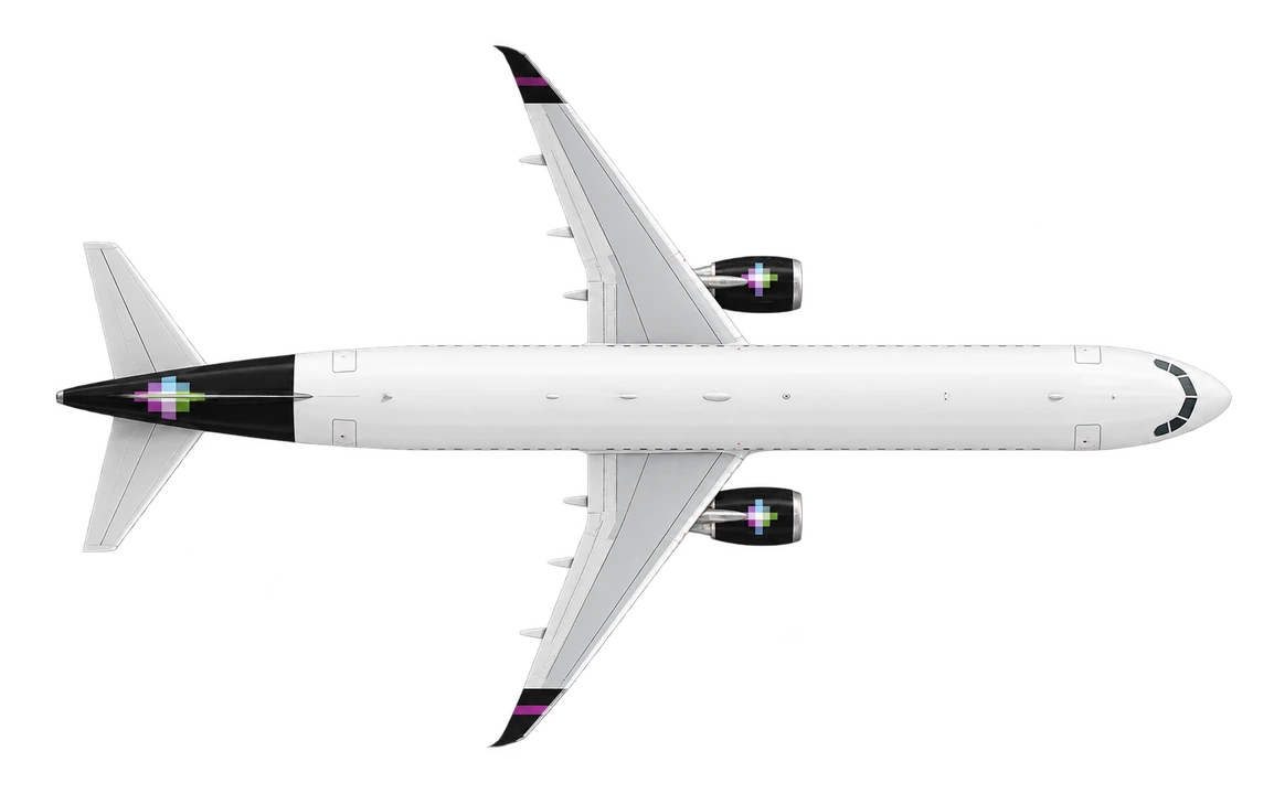 Airbus A320 in Volaris livery, top view