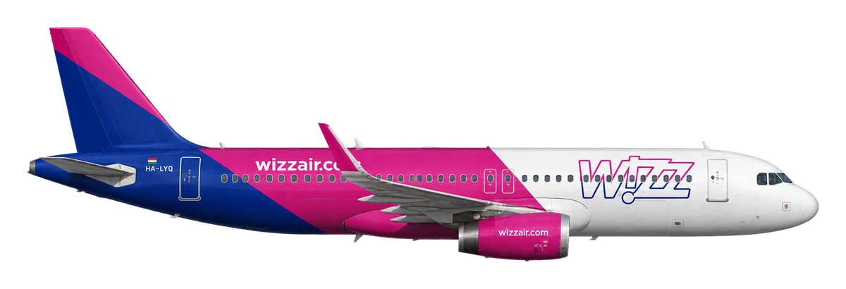 Airbus A320 in Wizz Air livery, side profile