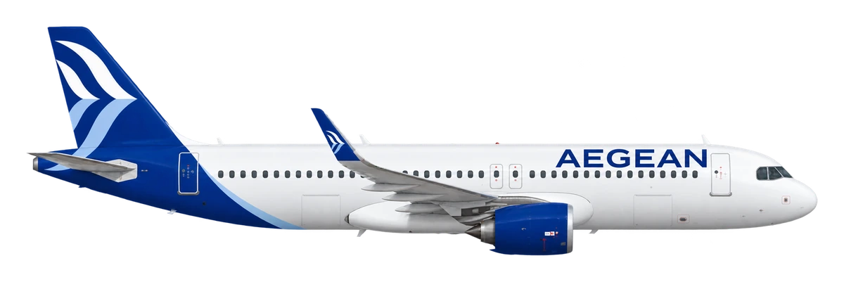 Airbus A320neo in Aegean Airlines livery, side profile