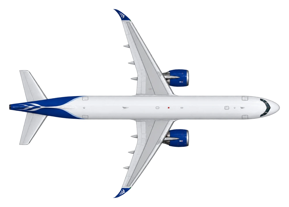 Airbus A320neo in Aegean Airlines livery, top view