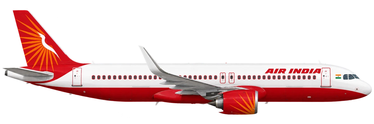 Airbus A320neo in Air India livery, side profile