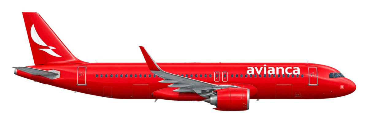 Airbus A320neo in Avianca livery, side profile