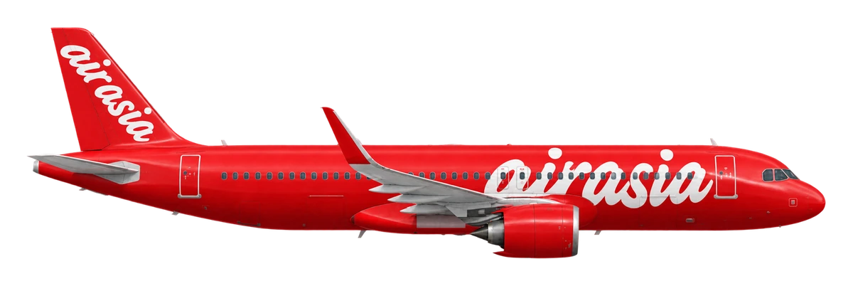 Airbus A320neo in AirAsia livery, side profile