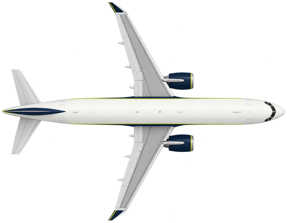 Airbus A320neo in Azul livery, top view