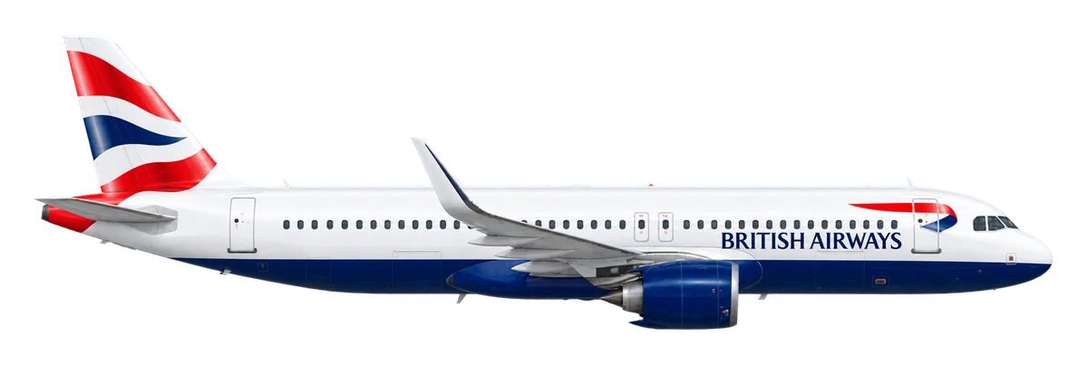 Airbus A320neo in British Airways livery, side profile