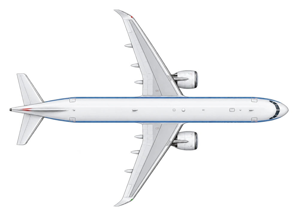 Airbus A320neo in Air China livery, top view