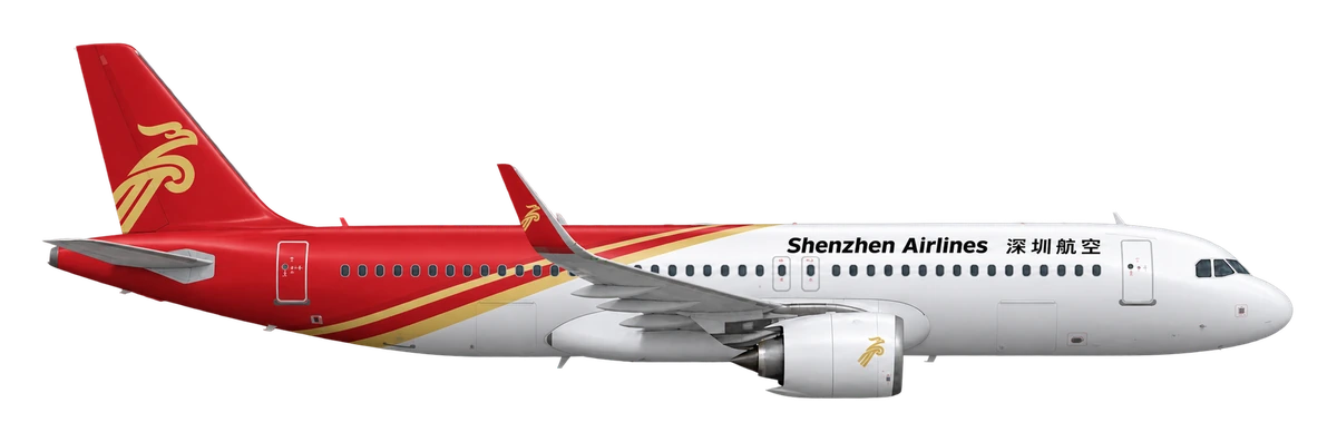 Airbus A320neo in Shenzhen Airlines livery, side profile
