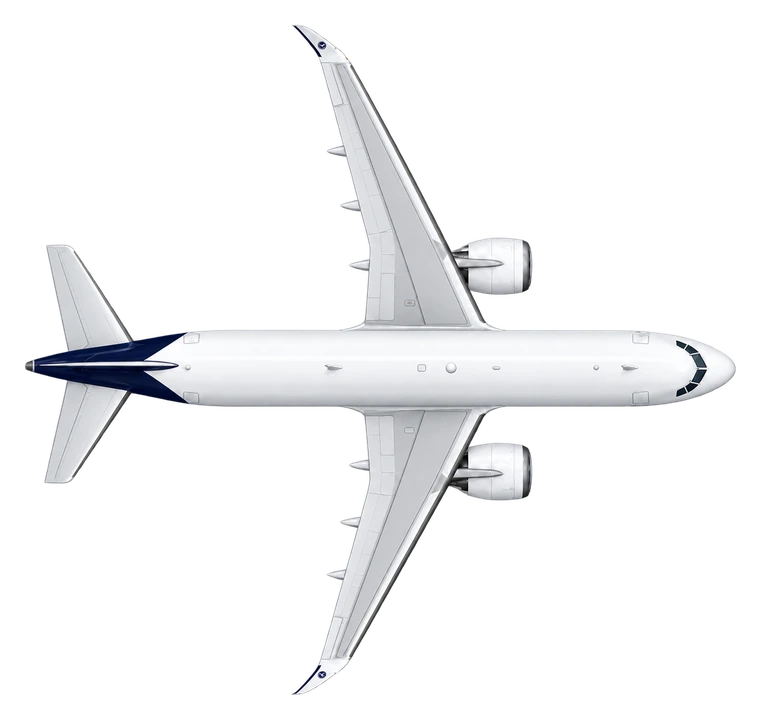 Airbus A320neo in Lufthansa livery, top view