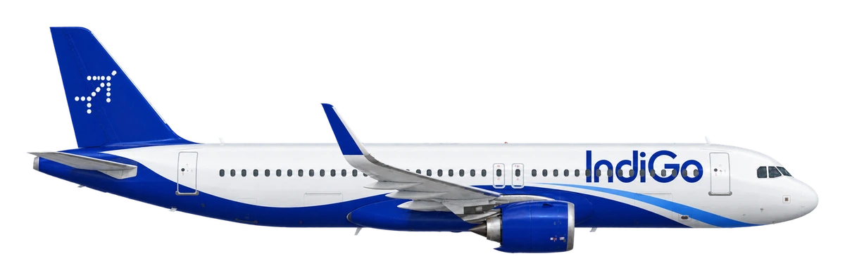 Airbus A320neo in IndiGo livery, side profile