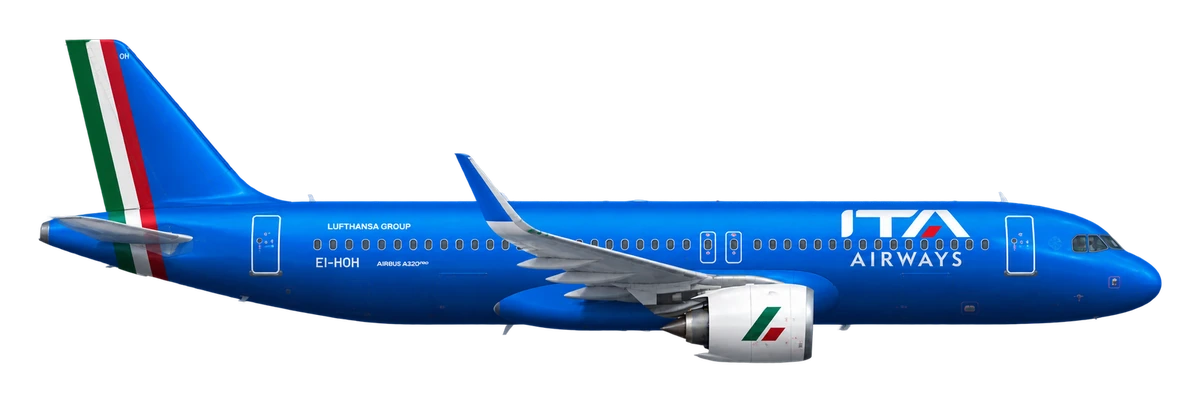 Airbus A320neo in ITA Airways livery, side profile