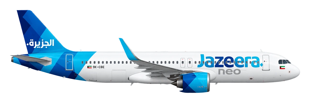 Airbus A320neo in Jazeera Airways livery, side profile