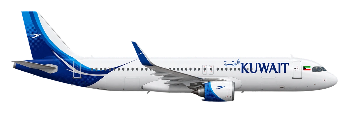 Airbus A320neo in Kuwait Airways livery, side profile