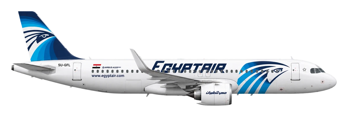 Airbus A320neo in EgyptAir livery, side profile
