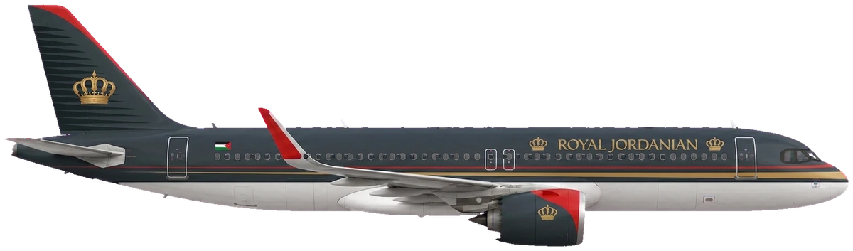 Airbus A320neo in Royal Jordanian livery, side profile