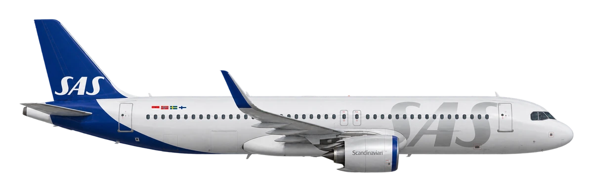 Airbus A320neo in SAS Scandinavian Airlines livery, side profile