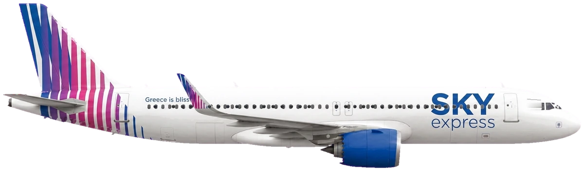 Airbus A320neo in Sky Express livery, side profile