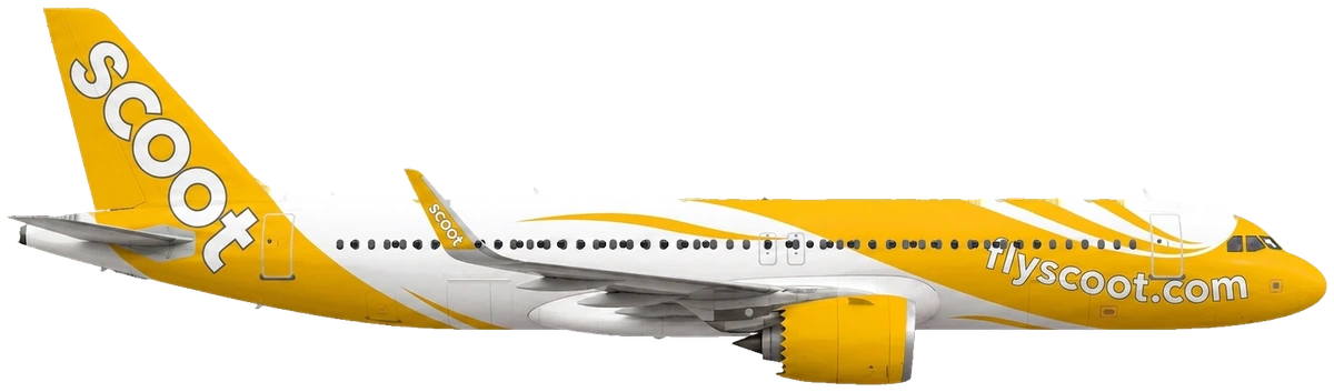 Airbus A320neo in Scoot livery, side profile
