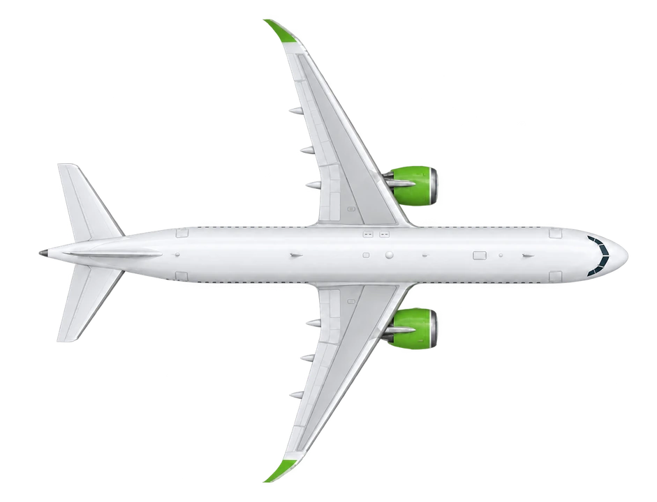 Airbus A320neo in Viva Aerobus livery, top view