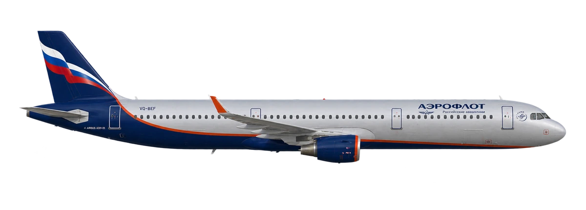 Airbus A321 in Aeroflot livery, side profile