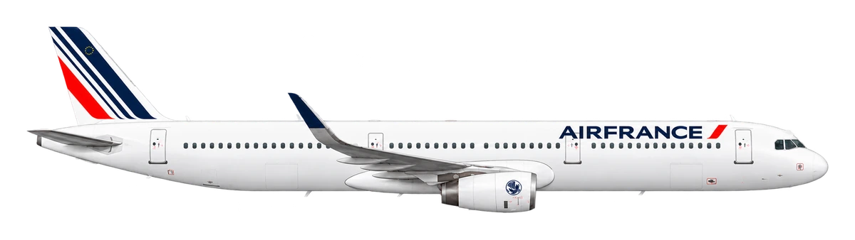 Airbus A321 in Air France livery, side profile