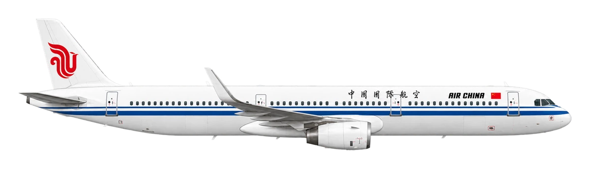 Airbus A321 in Air China livery, side profile