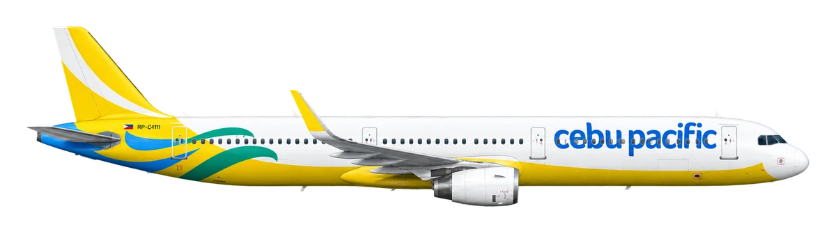 Airbus A321 in Cebu Pacific livery, side profile