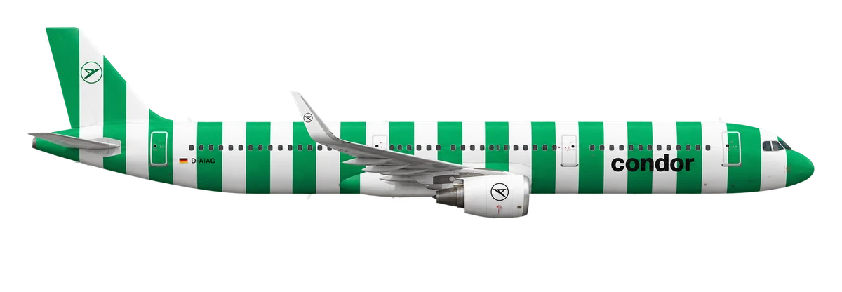 Airbus A321 in Condor livery, side profile
