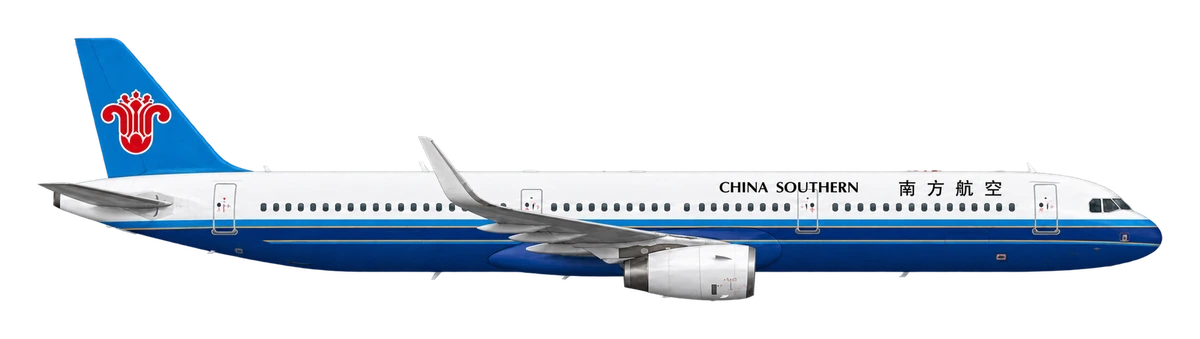 Airbus A321 in China Southern Airlines livery, side profile