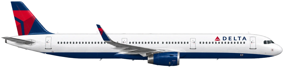 Airbus A321 in Delta Air Lines livery, side profile