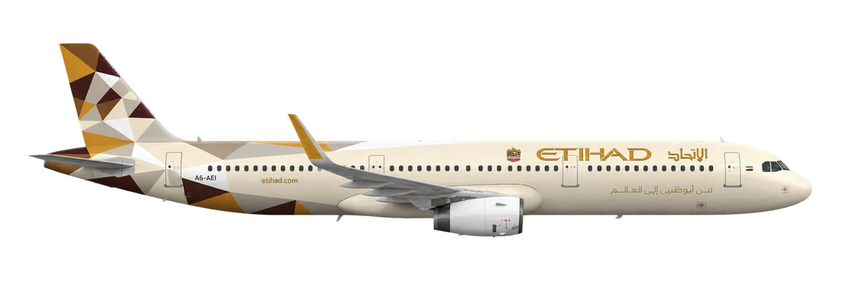 Airbus A321 in Etihad Airways livery, side profile