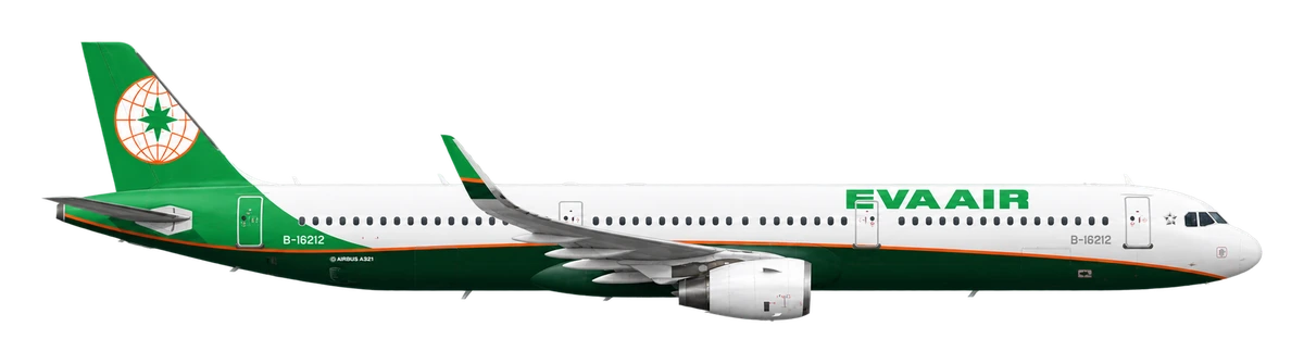 Airbus A321 in EVA Air livery, side profile