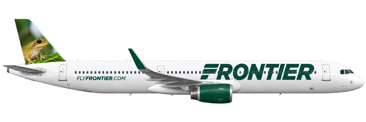 Airbus A321 in Frontier Airlines livery, side profile
