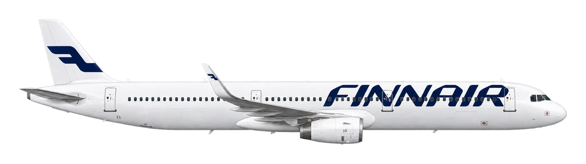 Airbus A321 in Finnair livery, side profile