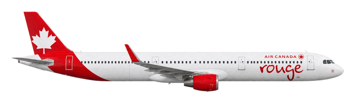 Airbus A321 in Air Canada Rouge livery, side profile