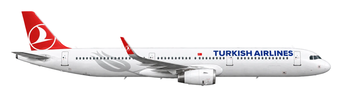 Airbus A321 in Turkish Airlines livery, side profile