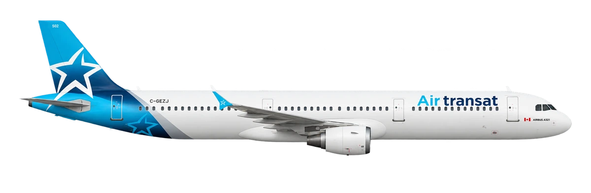 Airbus A321 in Air Transat livery, side profile