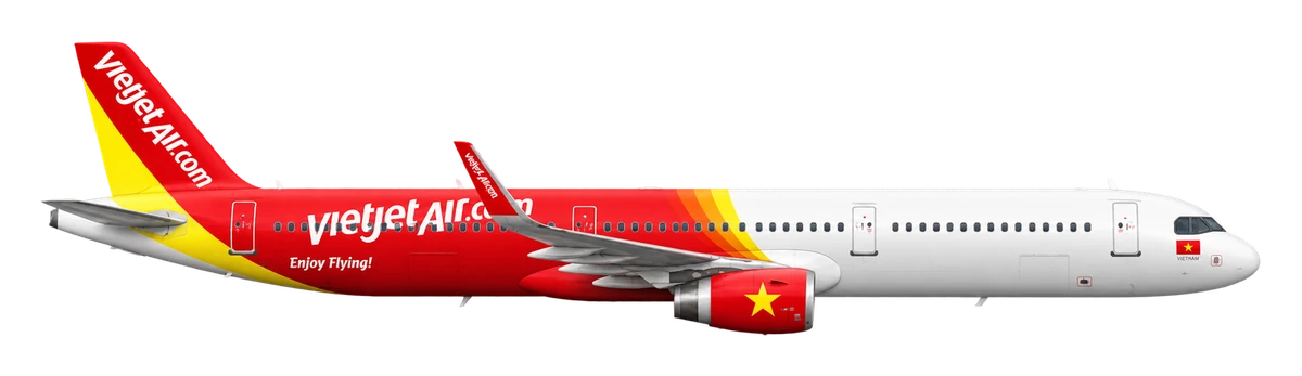 Airbus A321 in VietJet Air livery, side profile