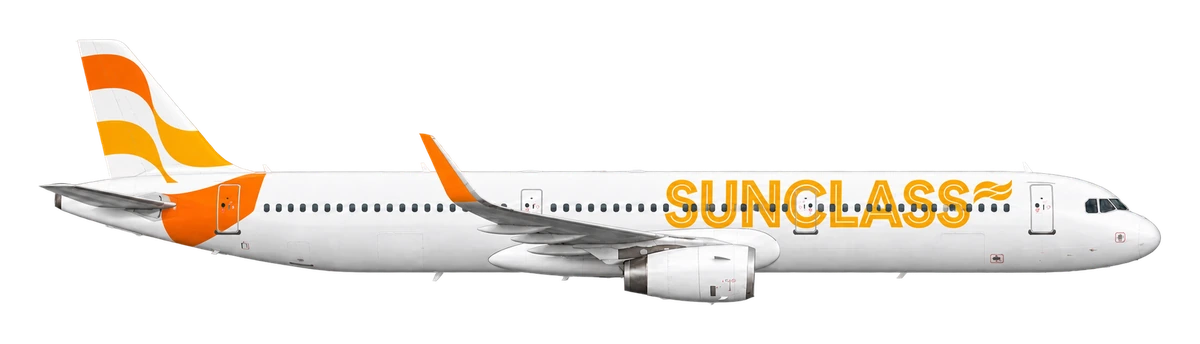 Airbus A321 in Sunclass Airlines livery, side profile