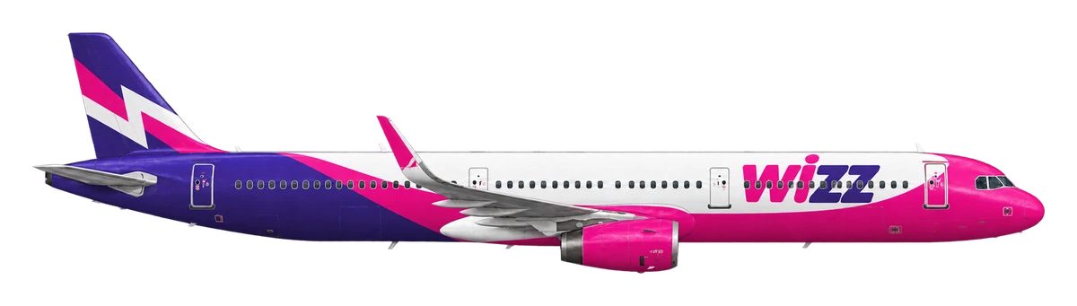 Airbus A321 in Wizz Air livery, side profile