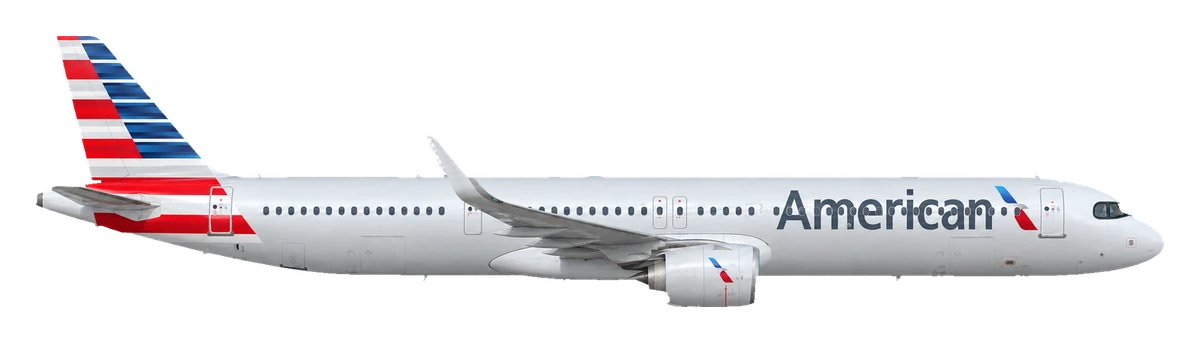 Airbus A321neo in American Airlines livery, side profile