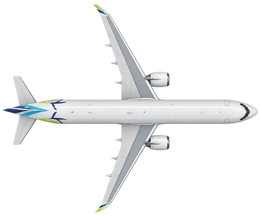 Airbus A321neo in Air Busan livery, top view