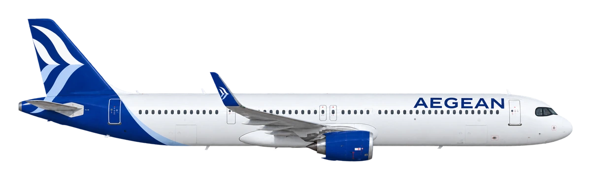 Airbus A321neo in Aegean Airlines livery, side profile