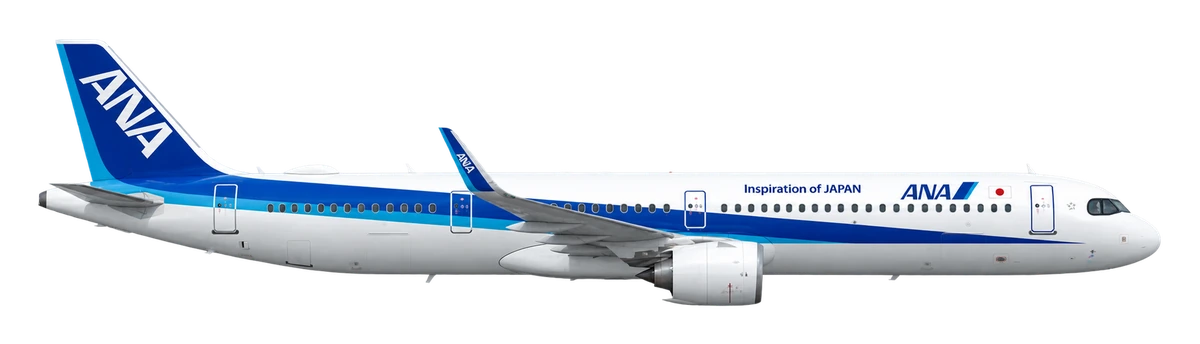 Airbus A321neo in All Nippon Airways livery, side profile