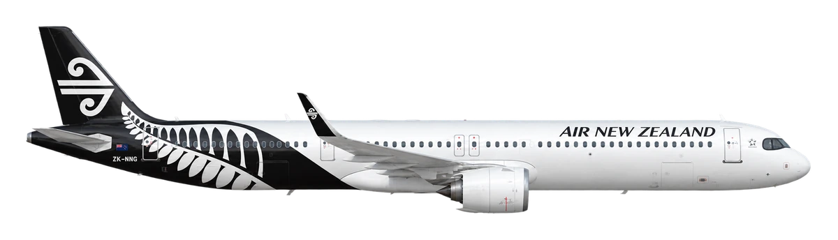 Airbus A321neo in Air New Zealand livery, side profile