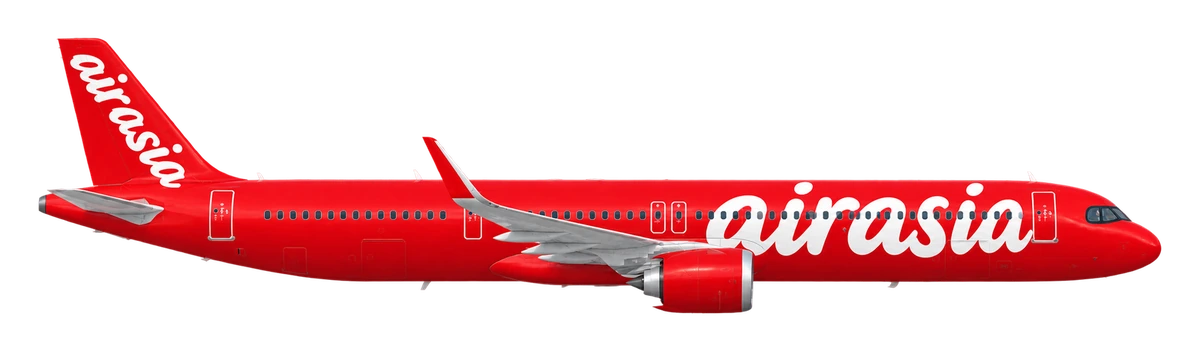 Airbus A321neo in AirAsia livery, side profile