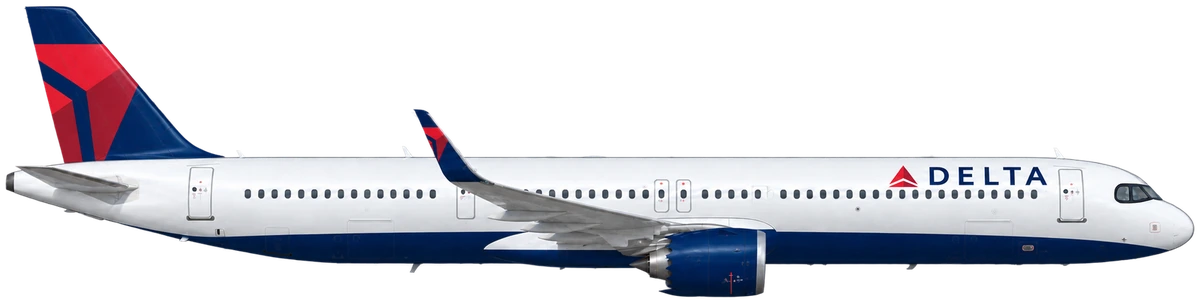 Airbus A321neo in Delta Air Lines livery, side profile