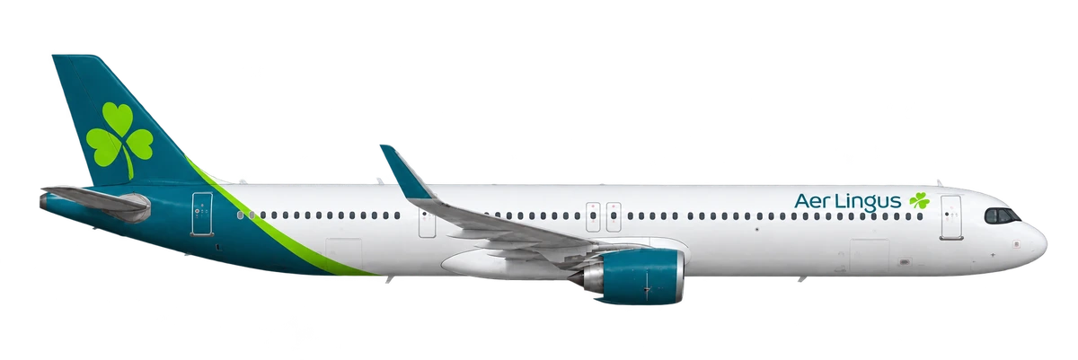 Airbus A321neo in Aer Lingus livery, side profile