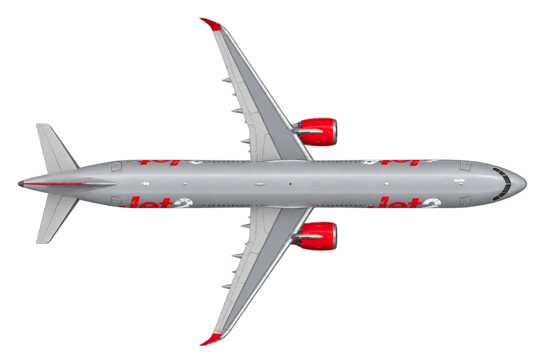 Airbus A321neo in Jet2 livery, top view