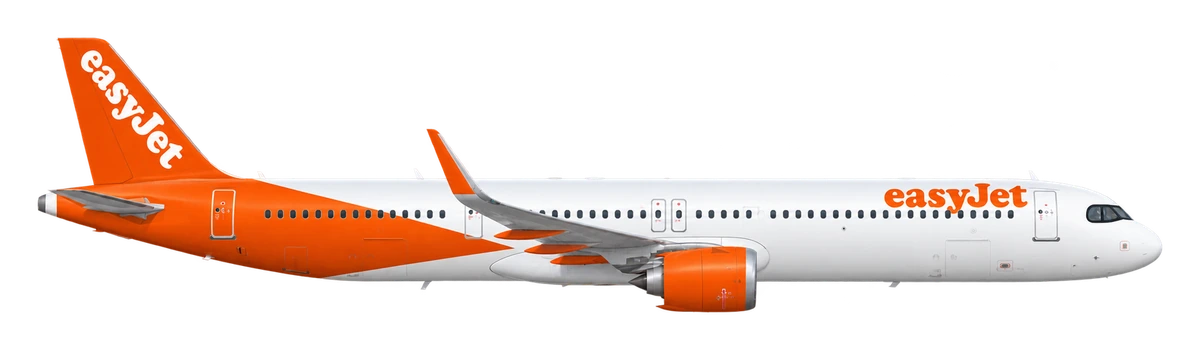 Airbus A321neo in easyJet livery, side profile
